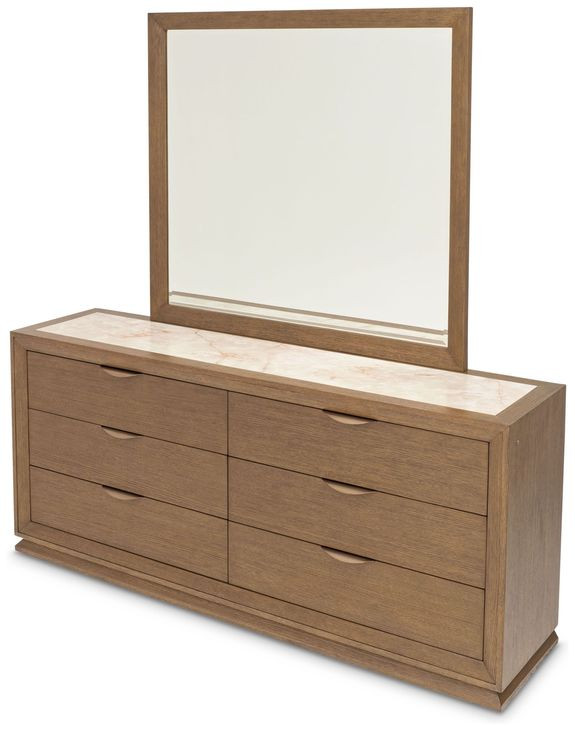 Portrait Sienna Brown Panel Bedroom Set with LED and USB Charging