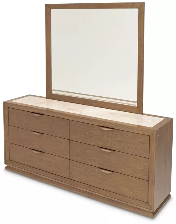 Portrait Sienna Brown Panel Bedroom Set with LED and USB Charging
