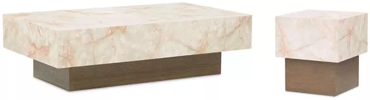 Portrait Sienna Brown and Creamy Peach Rectangular Occassional Table Set