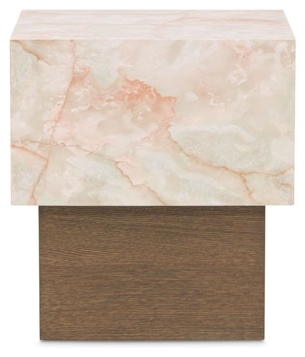 Portrait Sienna Brown and Creamy Peach Square End Table