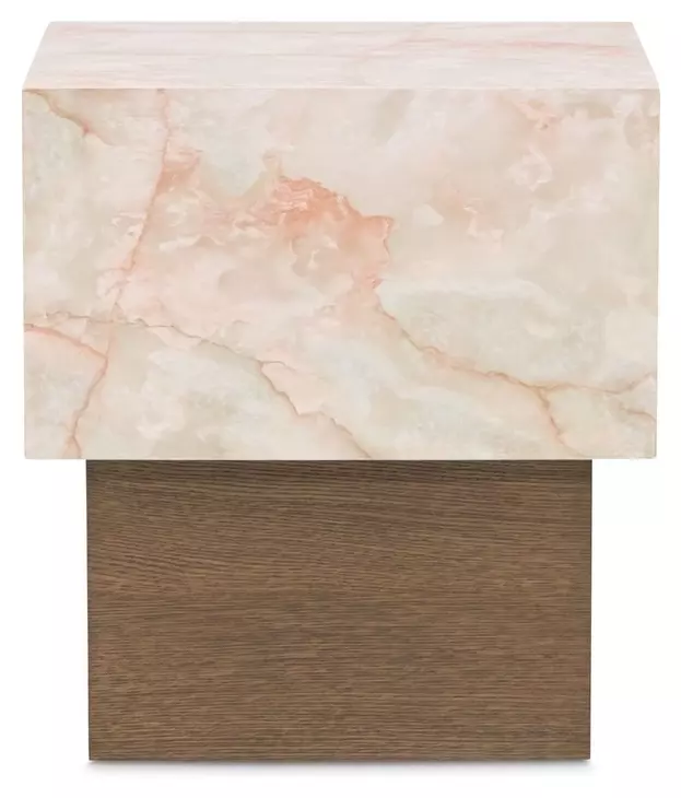 Portrait Sienna Brown and Creamy Peach Square End Table