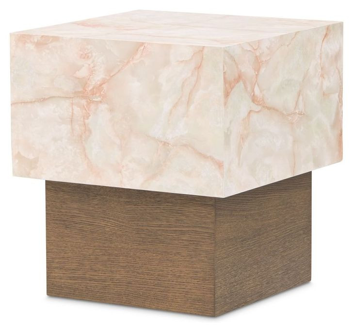 Portrait Sienna Brown and Creamy Peach Square End Table