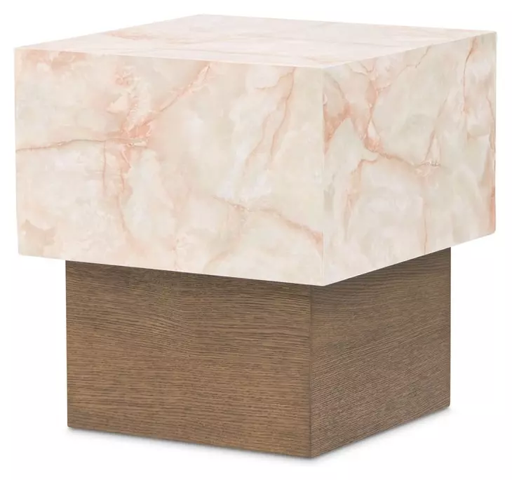 Portrait Sienna Brown and Creamy Peach Square End Table