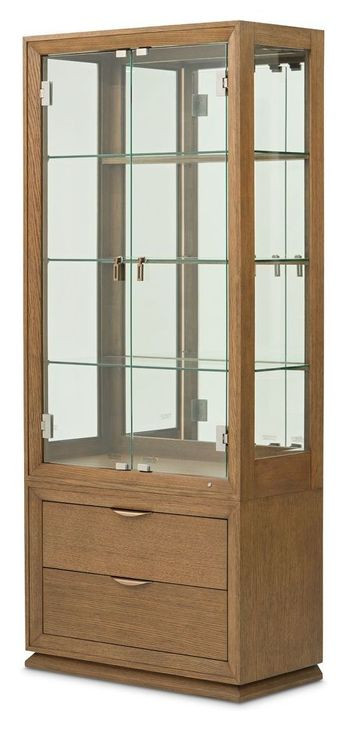 Portrait Sienna Brown 2 Door Display Cabinet with LED