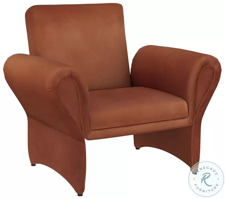 Liana Rust Orange Velvet Roll Arm Accent Chair