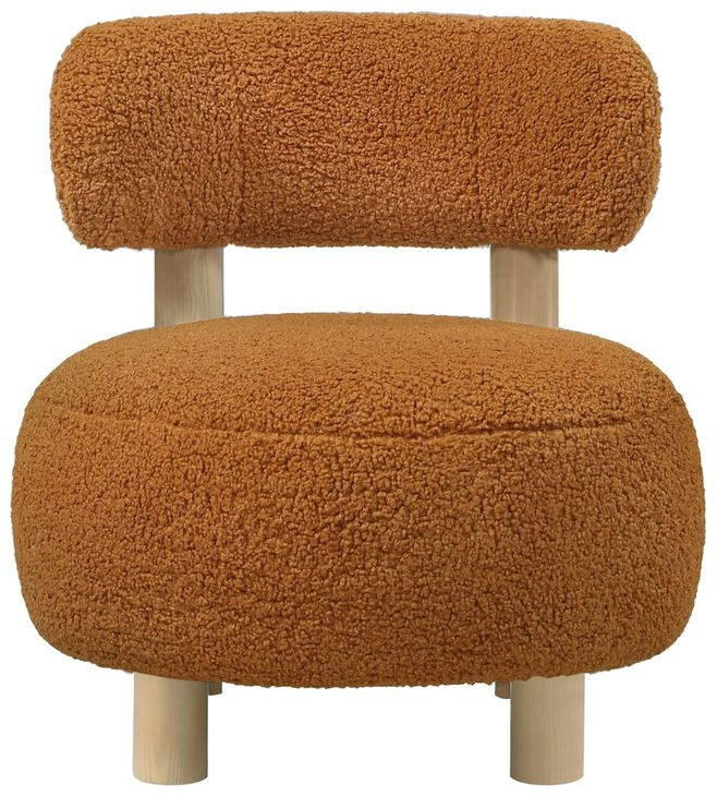 Zonie Orange Boucle Barrel Back Accent Chair