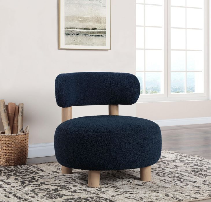 Zonie Blue Boucle Barrel Back Accent Chair
