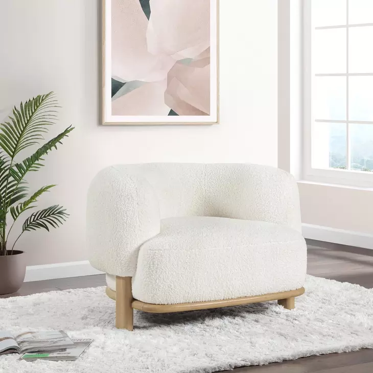 Lawler Ivory Boucle Barrel Back Accent Chair