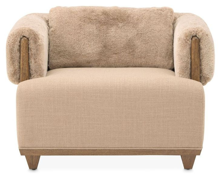 Portrait Toffee Upholstered Accent Chair with Pillow