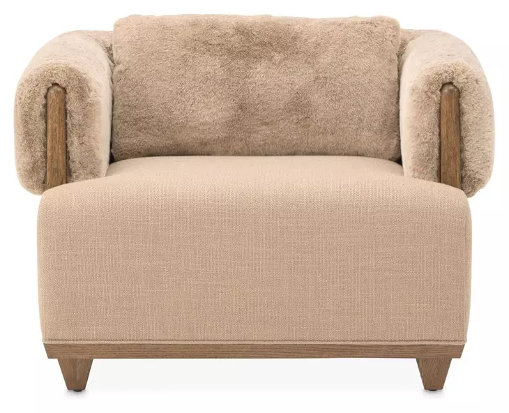 Portrait Toffee Upholstered Accent Chair with Pillow