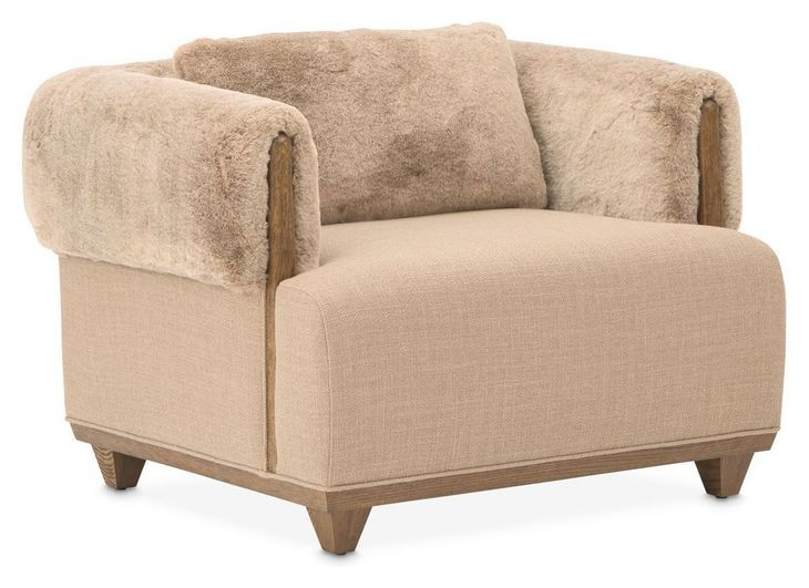 Portrait Toffee Upholstered Accent Chair with Pillow