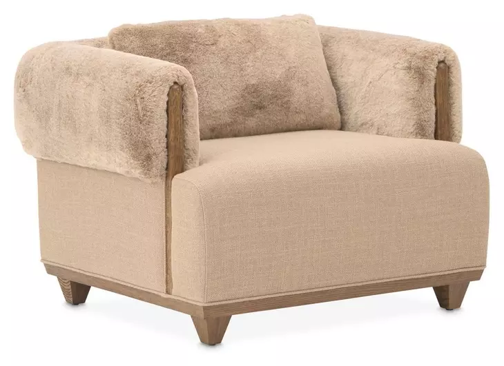 Portrait Toffee Upholstered Accent Chair with Pillow