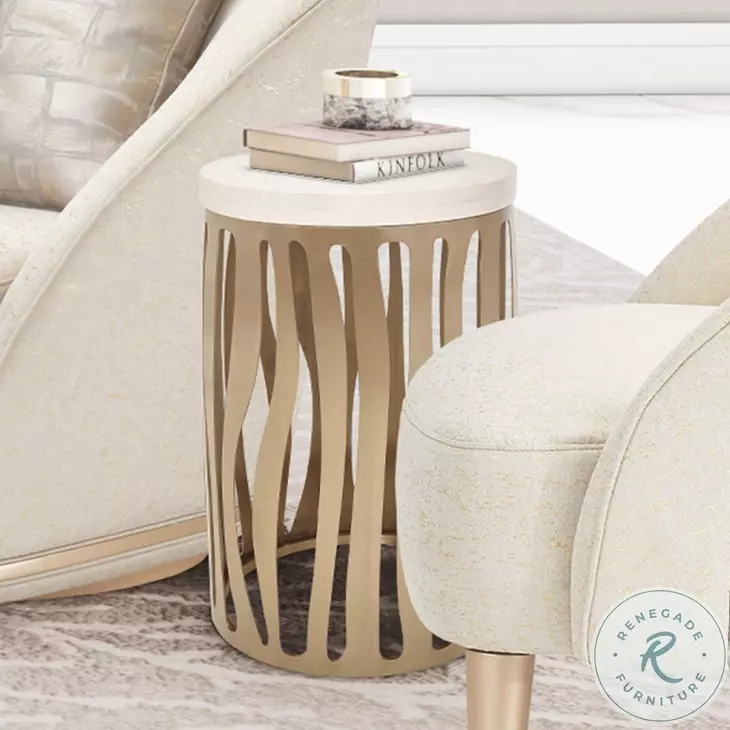 Celeste Medium Champagne Round Chairside Table