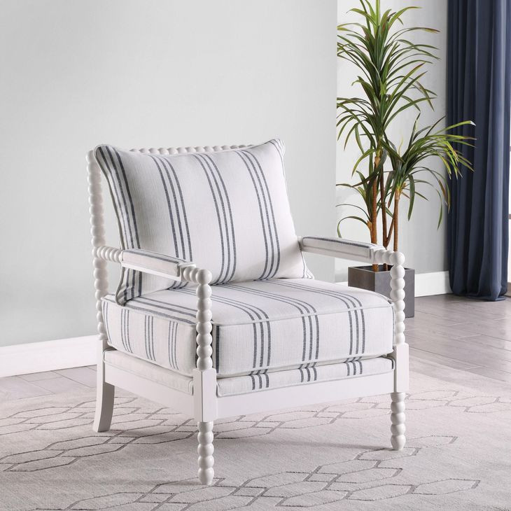 Blanchett White And Navy Accent Chair