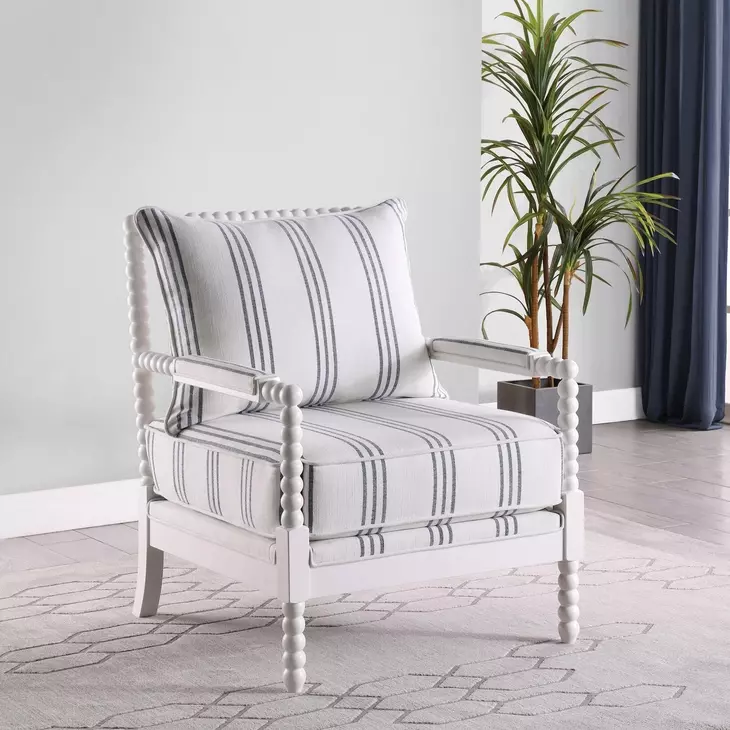 Blanchett White And Navy Accent Chair