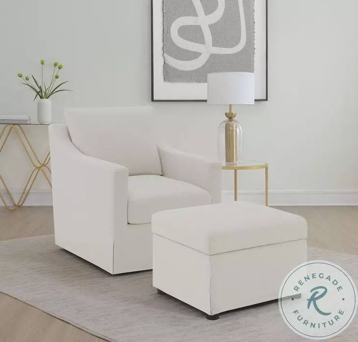 Winter Beige Sloped Arm Swivel Accent Chair
