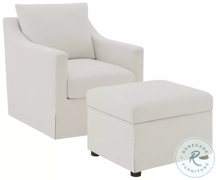 Winter Beige Sloped Arm Swivel Accent Chair