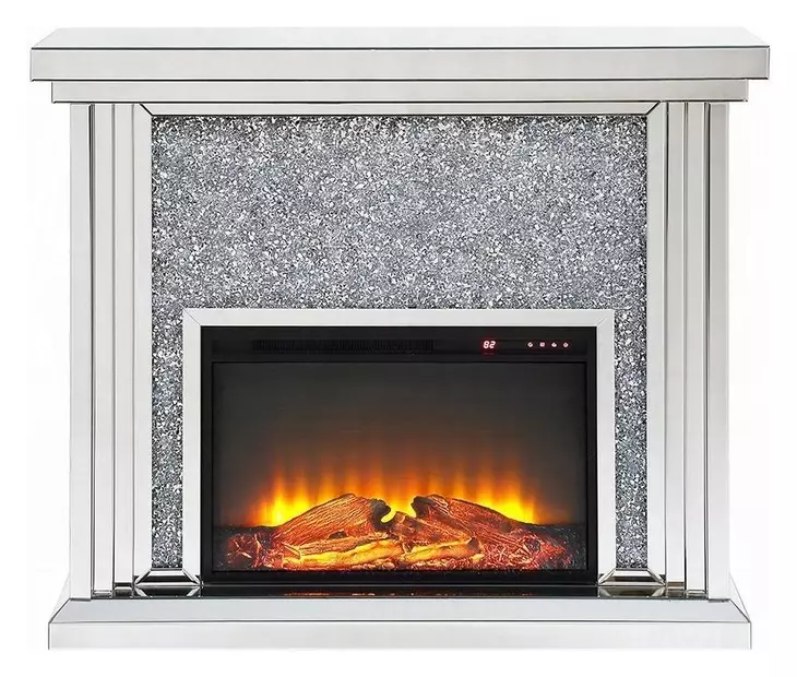 Noralie Silver 40" High Rectangular Electric Fireplace