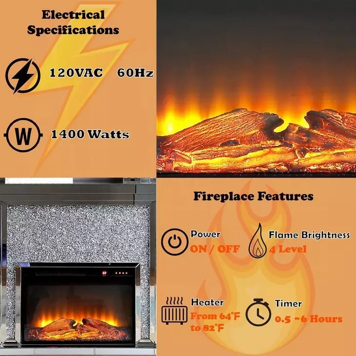 Noralie Silver 40" High Rectangular Electric Fireplace