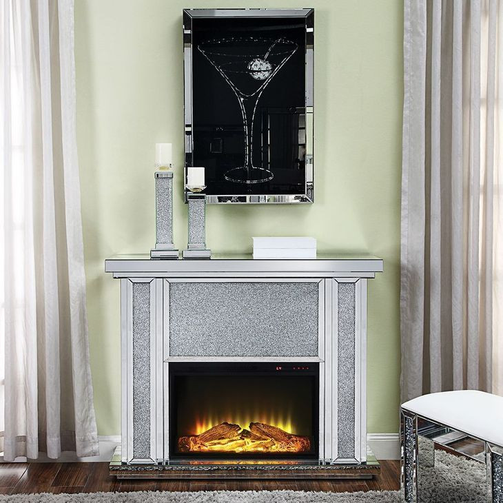 Noralie Silver 39" High Rectangular Electric Fireplace