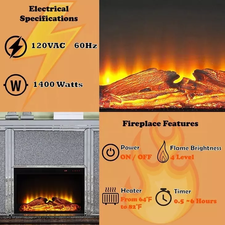 Noralie Silver 39" High Rectangular Electric Fireplace