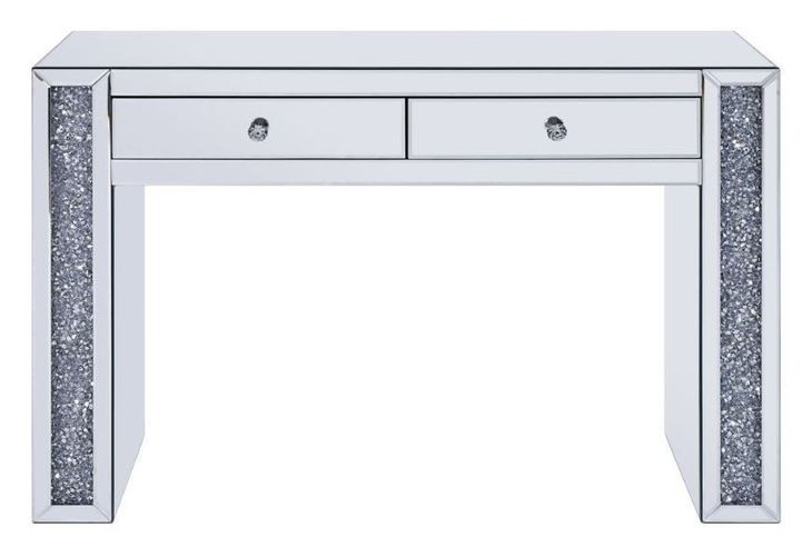 Noralie Silver and Gray 3 Drawer Vanity Desk