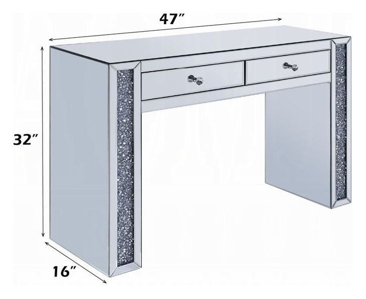 Noralie Silver and Gray 3 Drawer Vanity Desk
