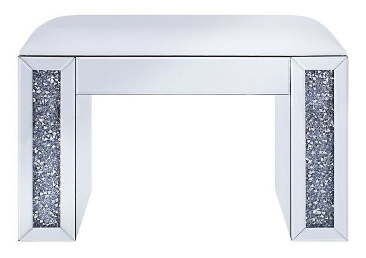 Noralie White Upholstered Vanity Stool