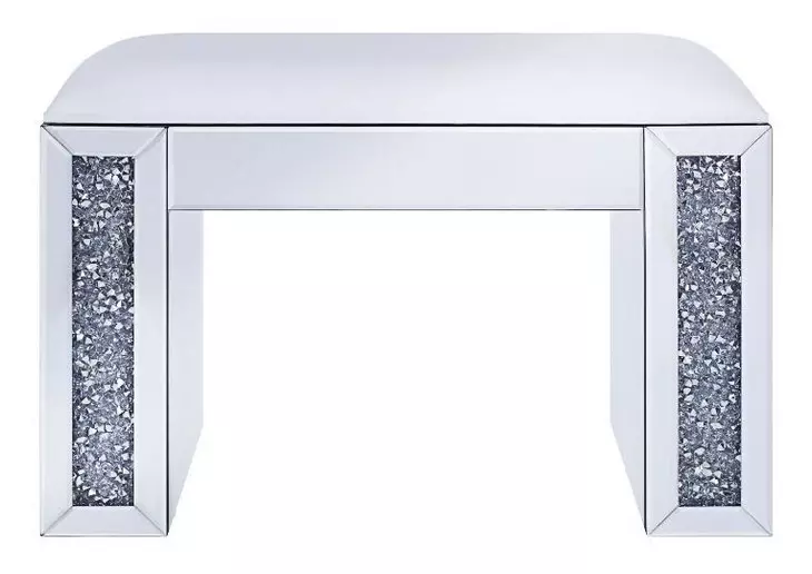 Noralie White Upholstered Vanity Stool