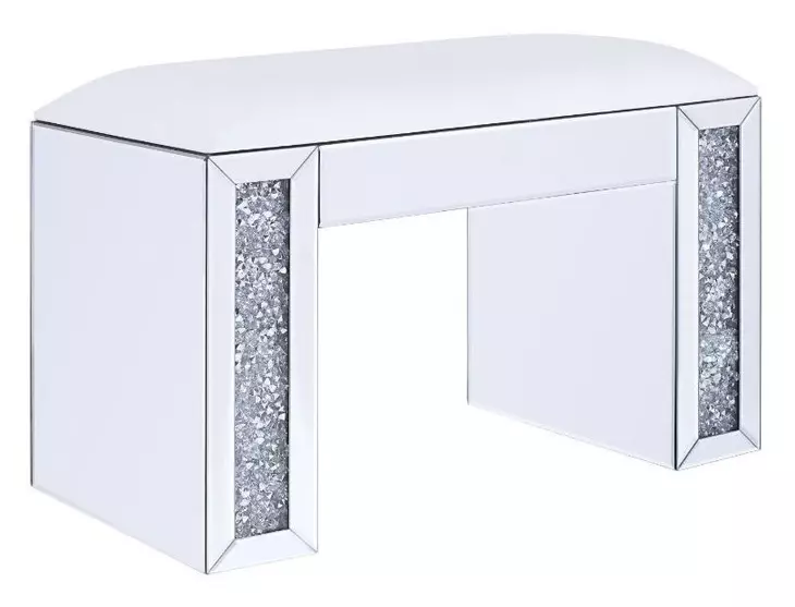 Noralie White Upholstered Vanity Stool