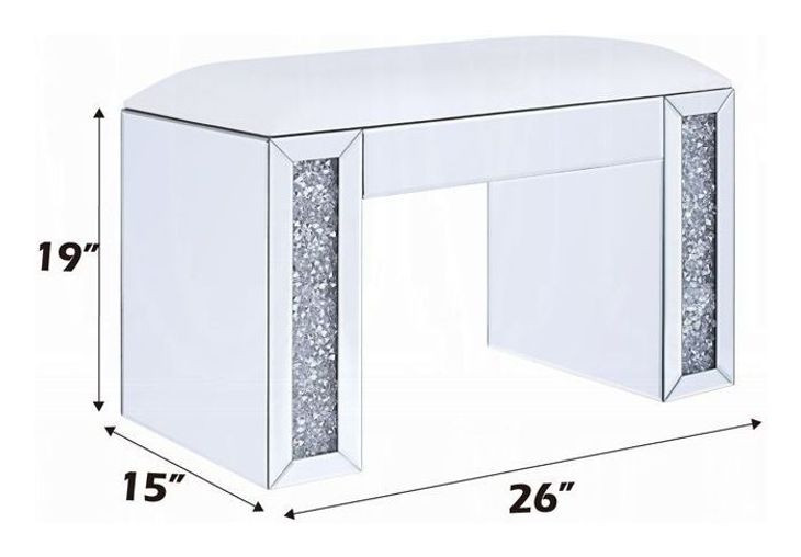 Noralie White Upholstered Vanity Stool
