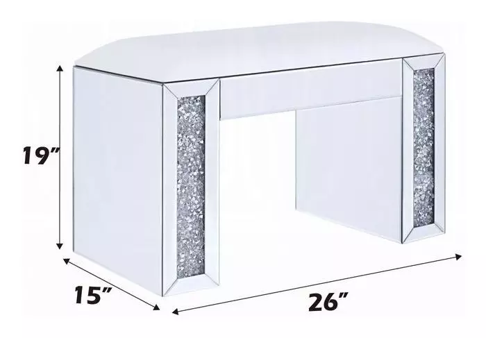 Noralie White Upholstered Vanity Stool