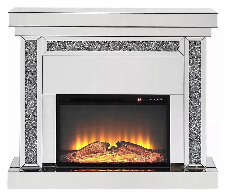 Noralie Silver 42" High Rectangular Electric Fireplace