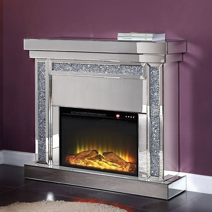 Noralie Silver 42" High Rectangular Electric Fireplace