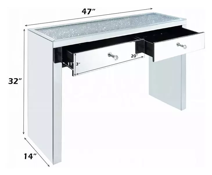 Noralie Silver 47" Rectangular Console Table with Drawer