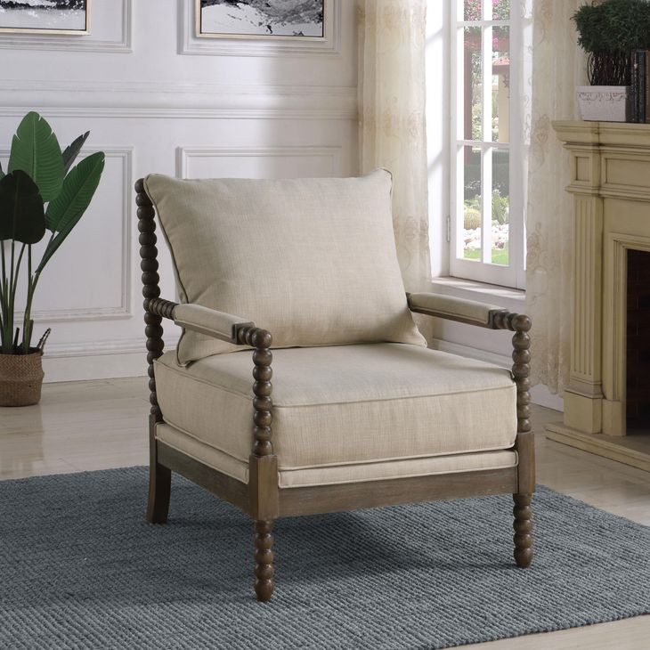 Blanchett Beige And Natural Accent Chair
