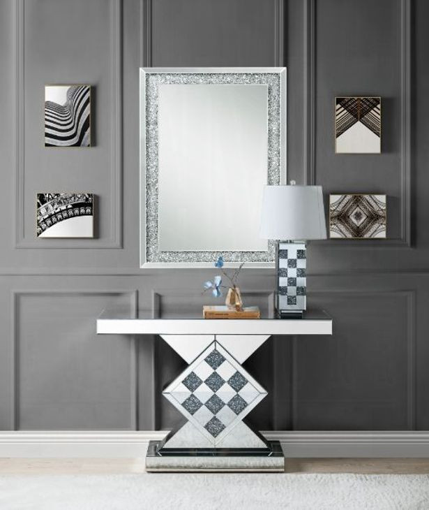Noralie Silver and Gray Rectangular Console Table
