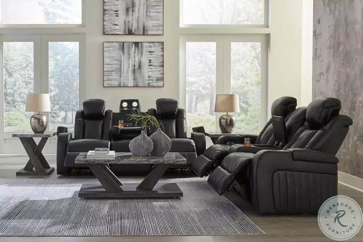 Caveman Den Midnight Power Reclining Sofa with Adjustable Headrest