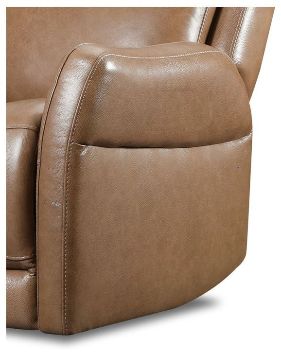 Frances Brown Leather Swivel Glider Power Recliner with USB Charging