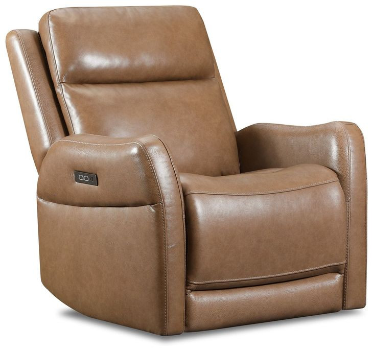 Frances Brown Leather Swivel Glider Power Recliner with USB Charging
