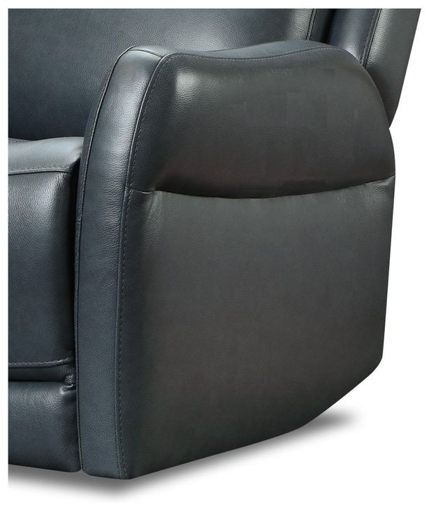 Frances Blue Leather Swivel Glider Power Recliner with USB Charging