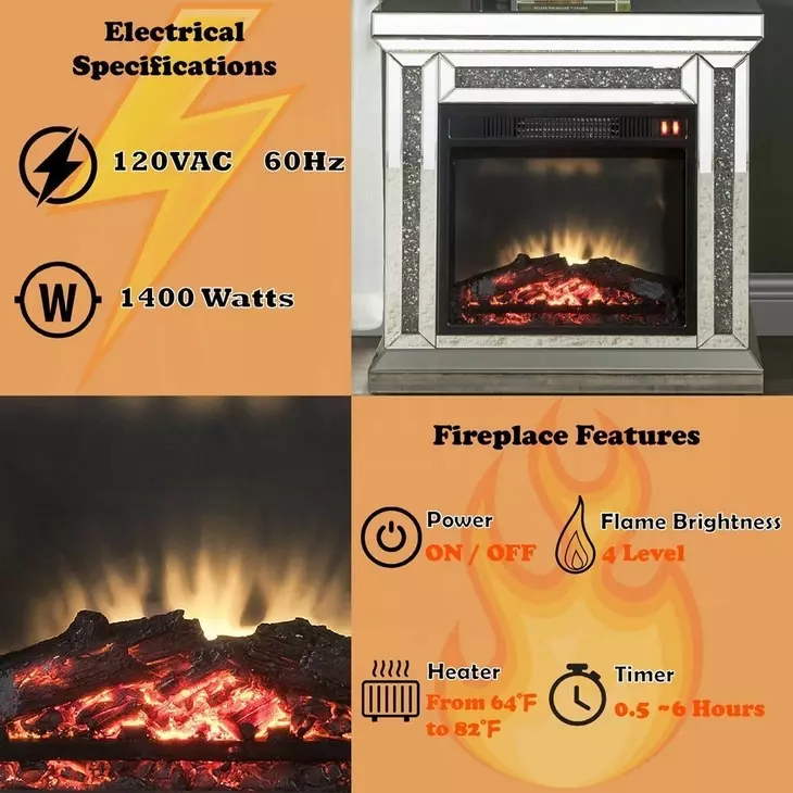 Noralie Silver and Gray 28" Fireplace