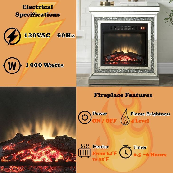 Noralie Silver and Gray Fireplace