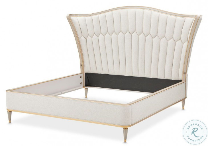 St. Helena Dove Gray Eastern King Upholstered Bed with USB Charging