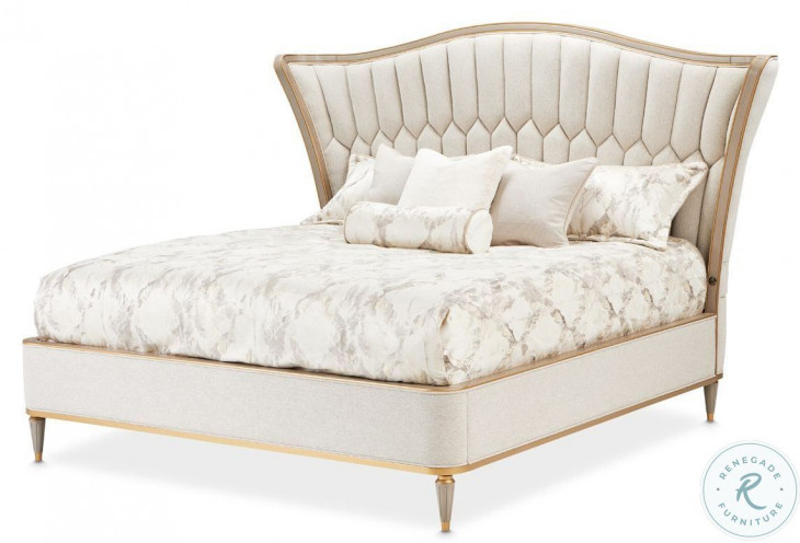 St. Helena Dove Gray Eastern King Upholstered Bed with USB Charging