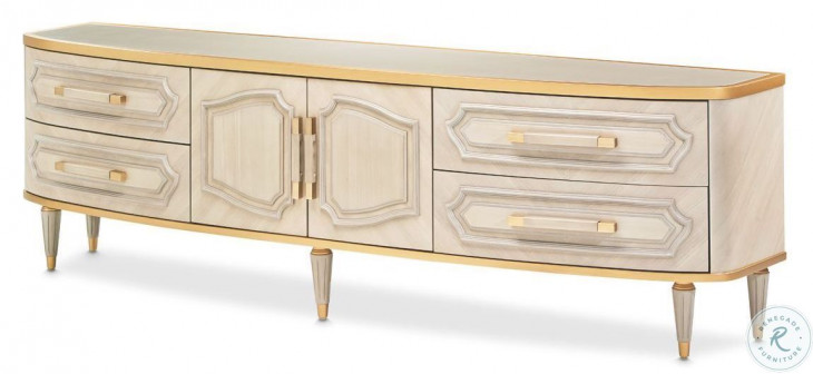 St. Helena Dove Gray 82" Media Cabinet with 4 Storage Drawers