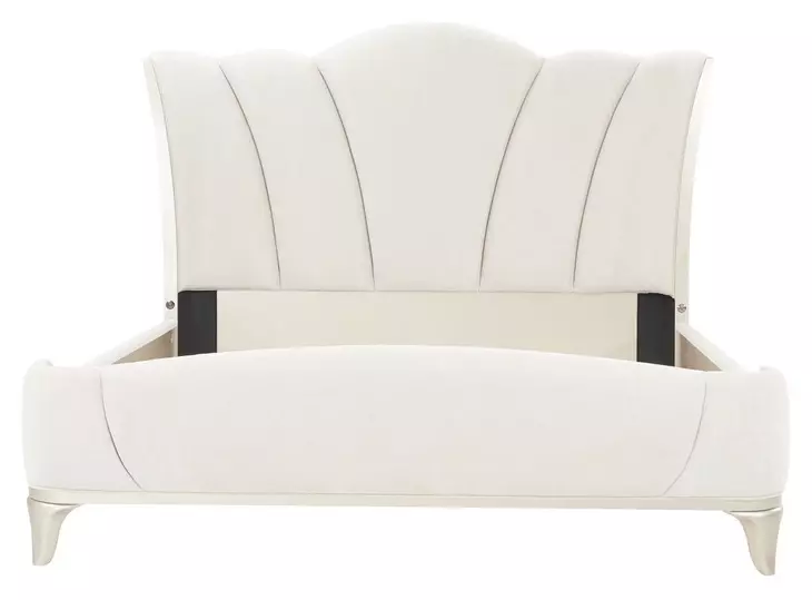 La Marisia Champagne Gold and Tranquil California King Upholstered Panel Bed with USB Charging