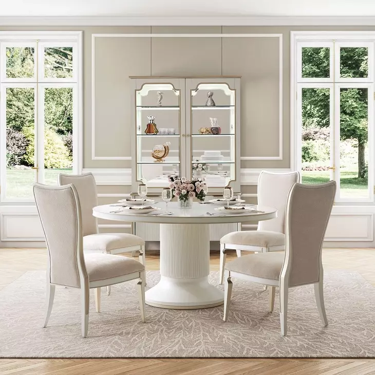 La Marisia Creamy Pearl 60" Round Dining Table