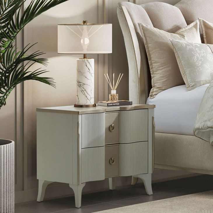 La Marisia Creamy Pearl 2 Drawer Nightstand