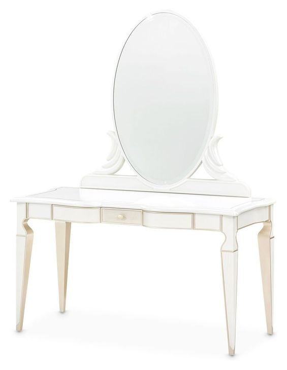 Maris Bay Creamy Pearl 1 Drawer Vanity Table with Mirror